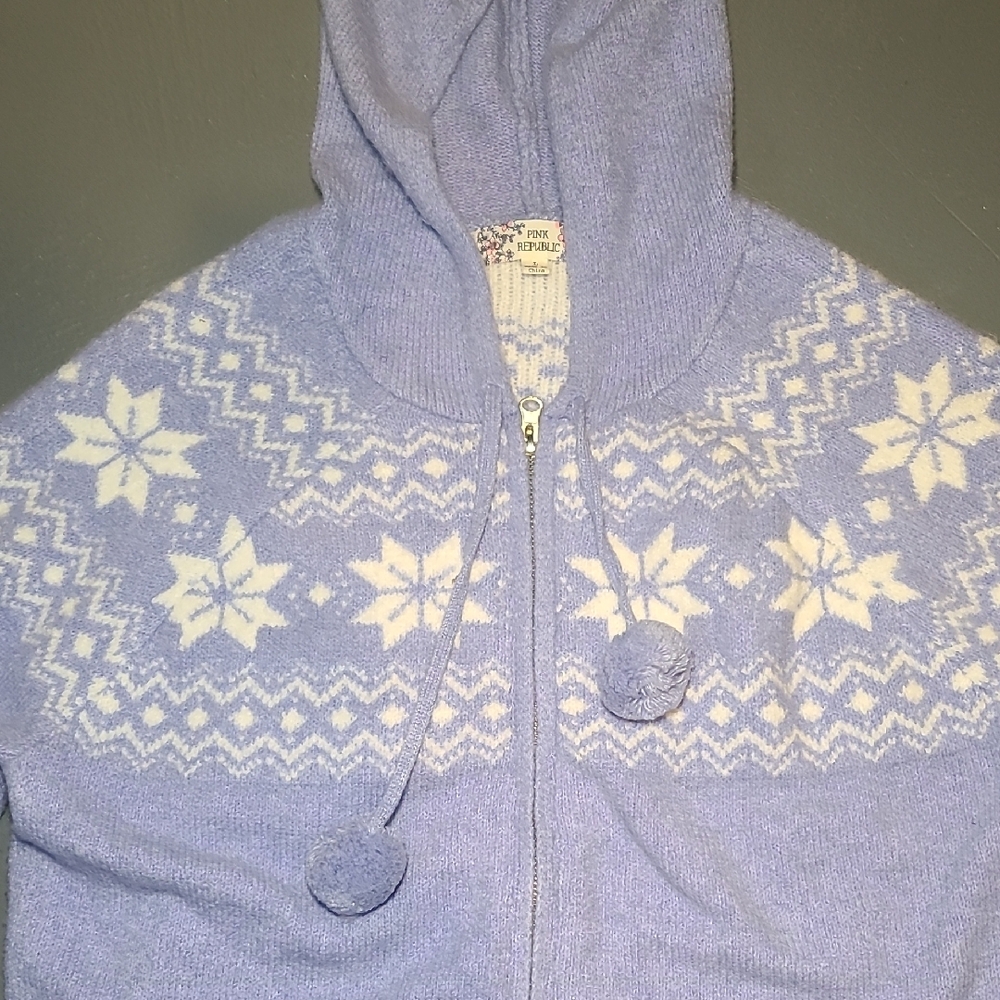 Pink Republic Blue and White Cardigan with Nordic Pattern - Picture 3 of 7
